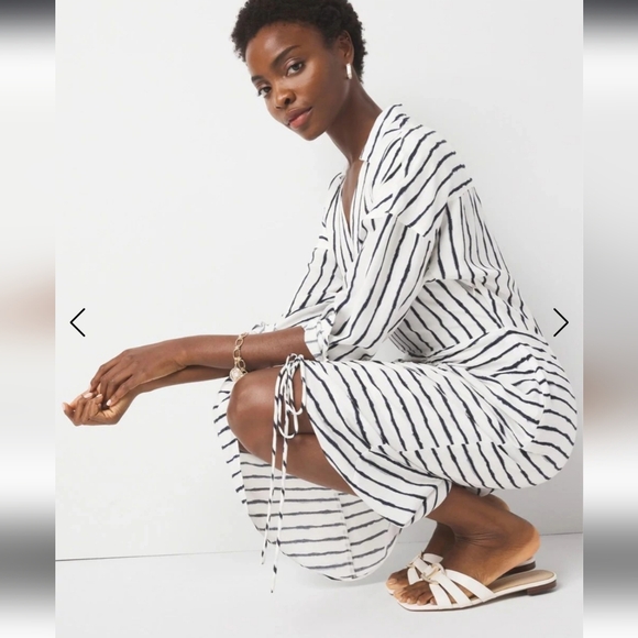 Ruched Crepe Midi Shirt Dress - Picture 4 of 6